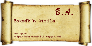 Boksán Attila névjegykártya